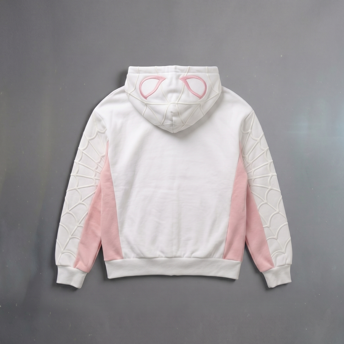 White & Pink Spider Web Zip-Up Hoodie – Unisex Graphic Sweatshirt