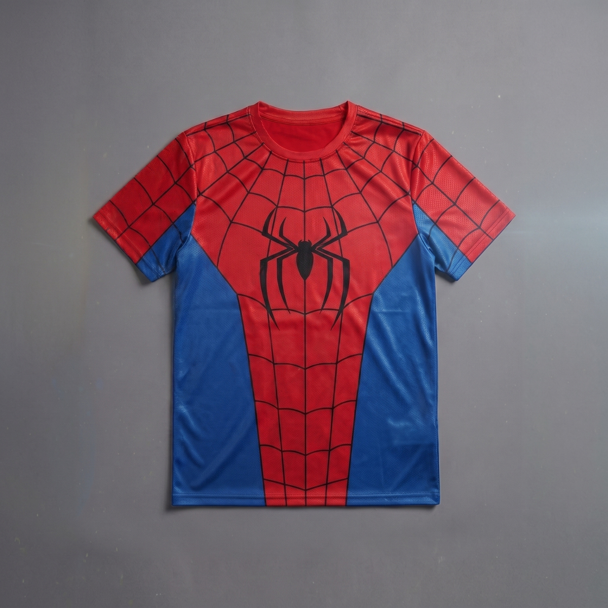 Blue & Red Spider Man Graphic T-Shirt – Web Print Short Sleeve Tee