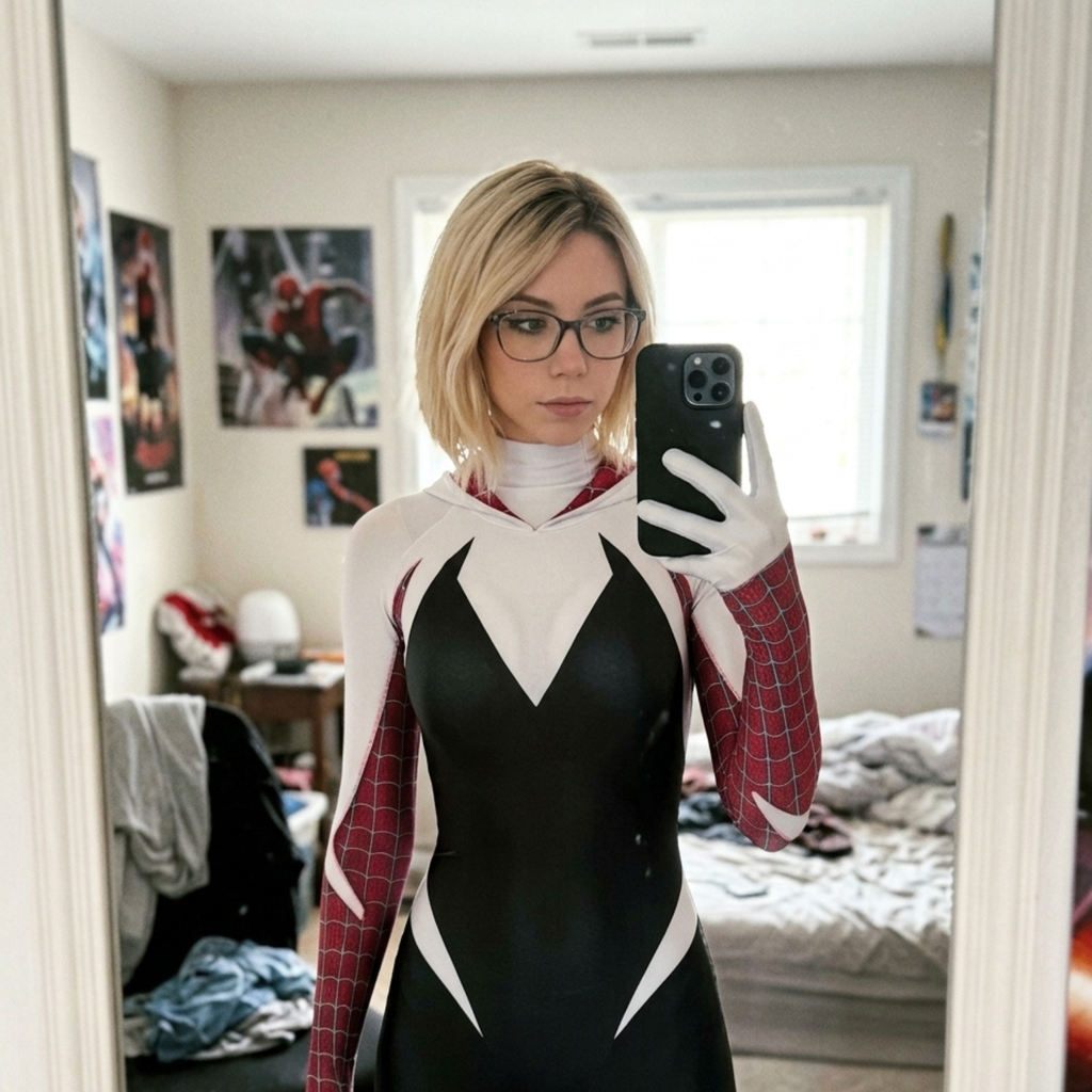 Black White & Pink Spider Verse Female Superhero Cosplay Costume – Full Body Zentai Bodysuit