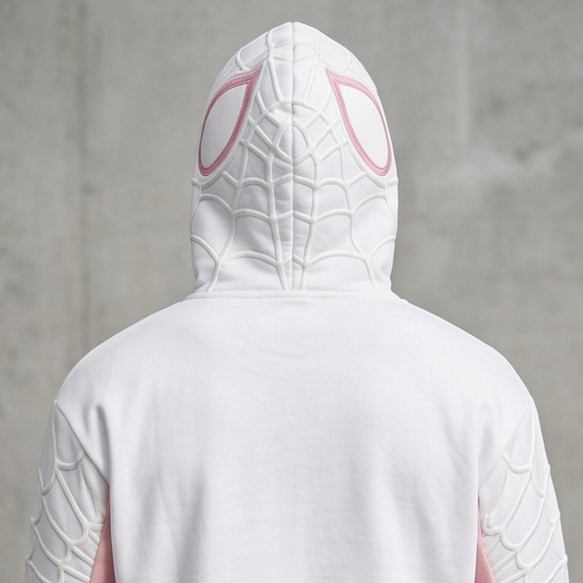 White & Pink Spider Web Zip-Up Hoodie – Unisex Graphic Sweatshirt