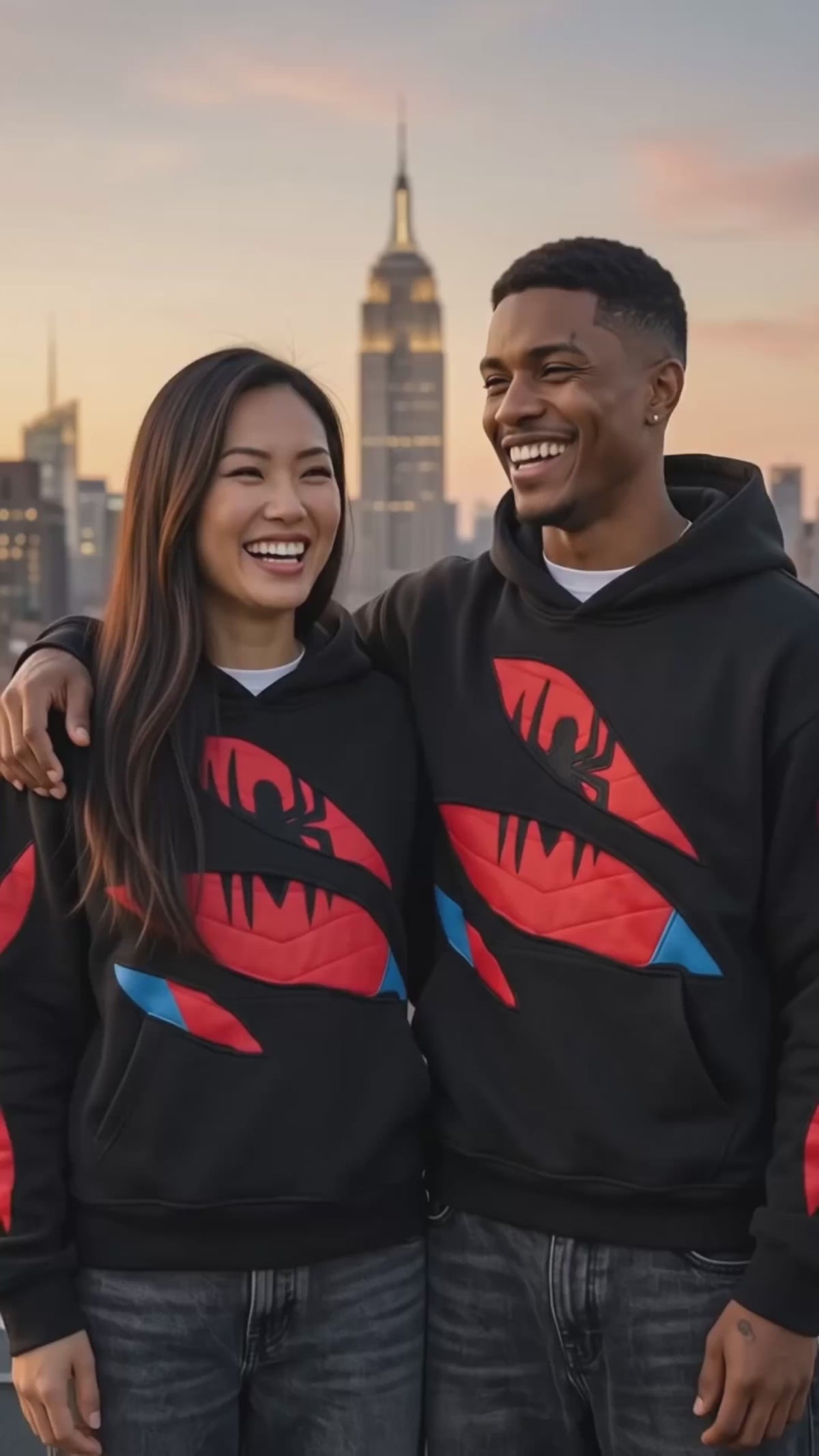 Black Red Superhero Hoodie, Spider-Inspired Graphic Sweatshirt, Pullover Hoodie with Kangaroo Pocket, Streetwear Gift for Cosplay Fans